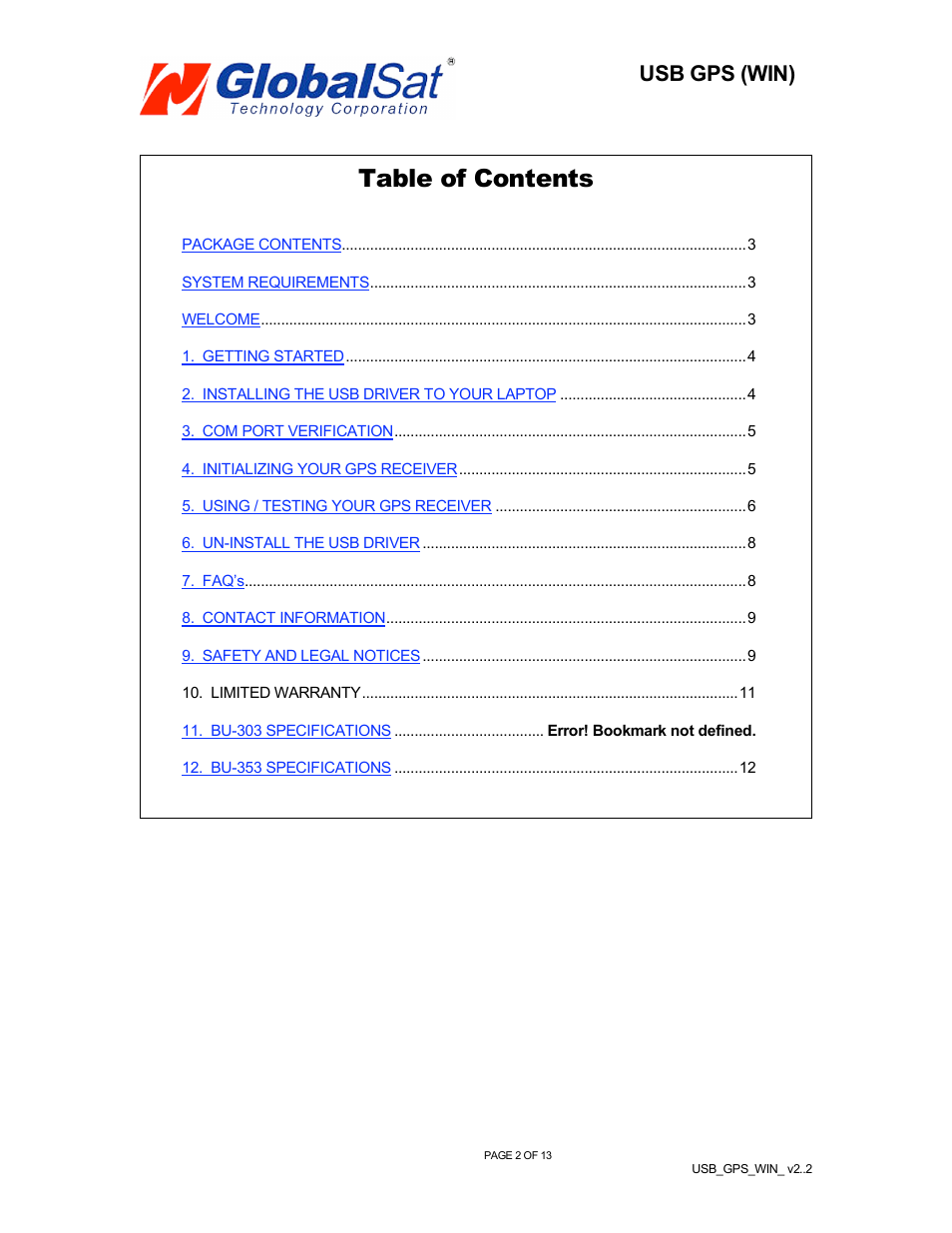 USGlobalsat BR-355 (WIN) User Manual | Page 3 / 13