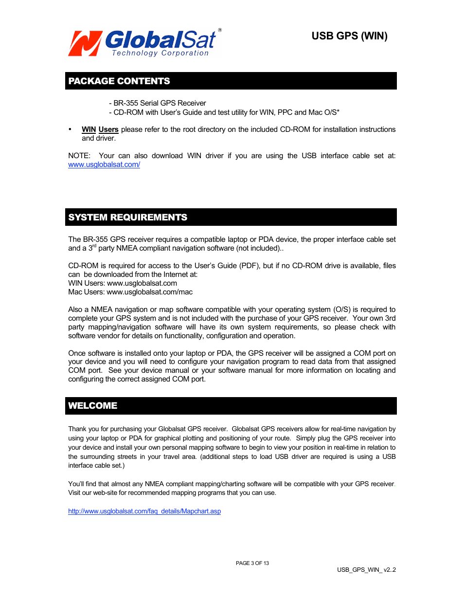 Usb gps (win) | USGlobalsat BR-355 (WIN) User Manual | Page 4 / 13