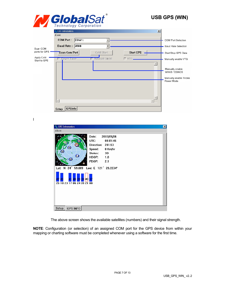 Usb gps (win) | USGlobalsat BR-355 (WIN) User Manual | Page 8 / 13