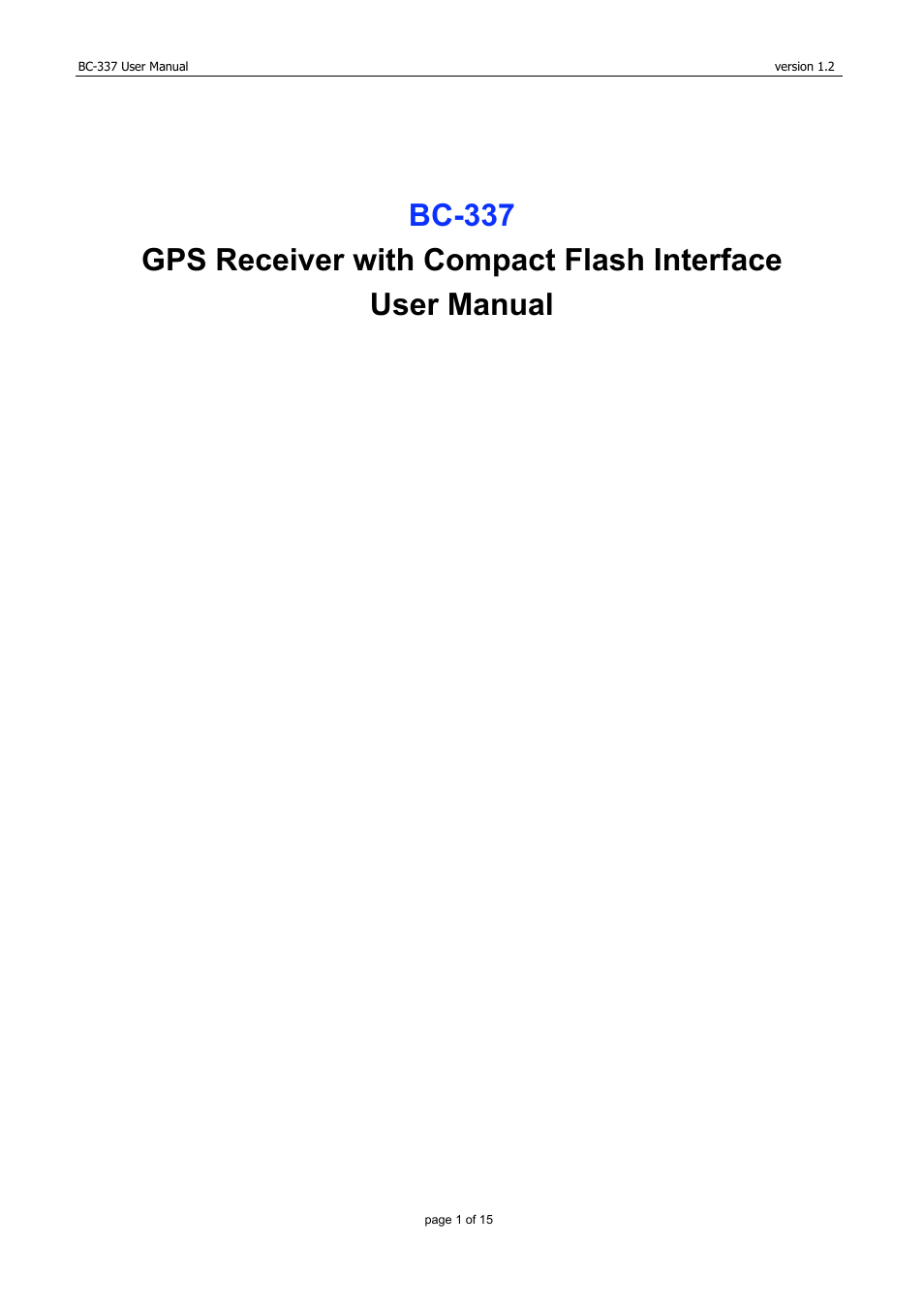 USGlobalsat BC-337 User Manual | 15 pages