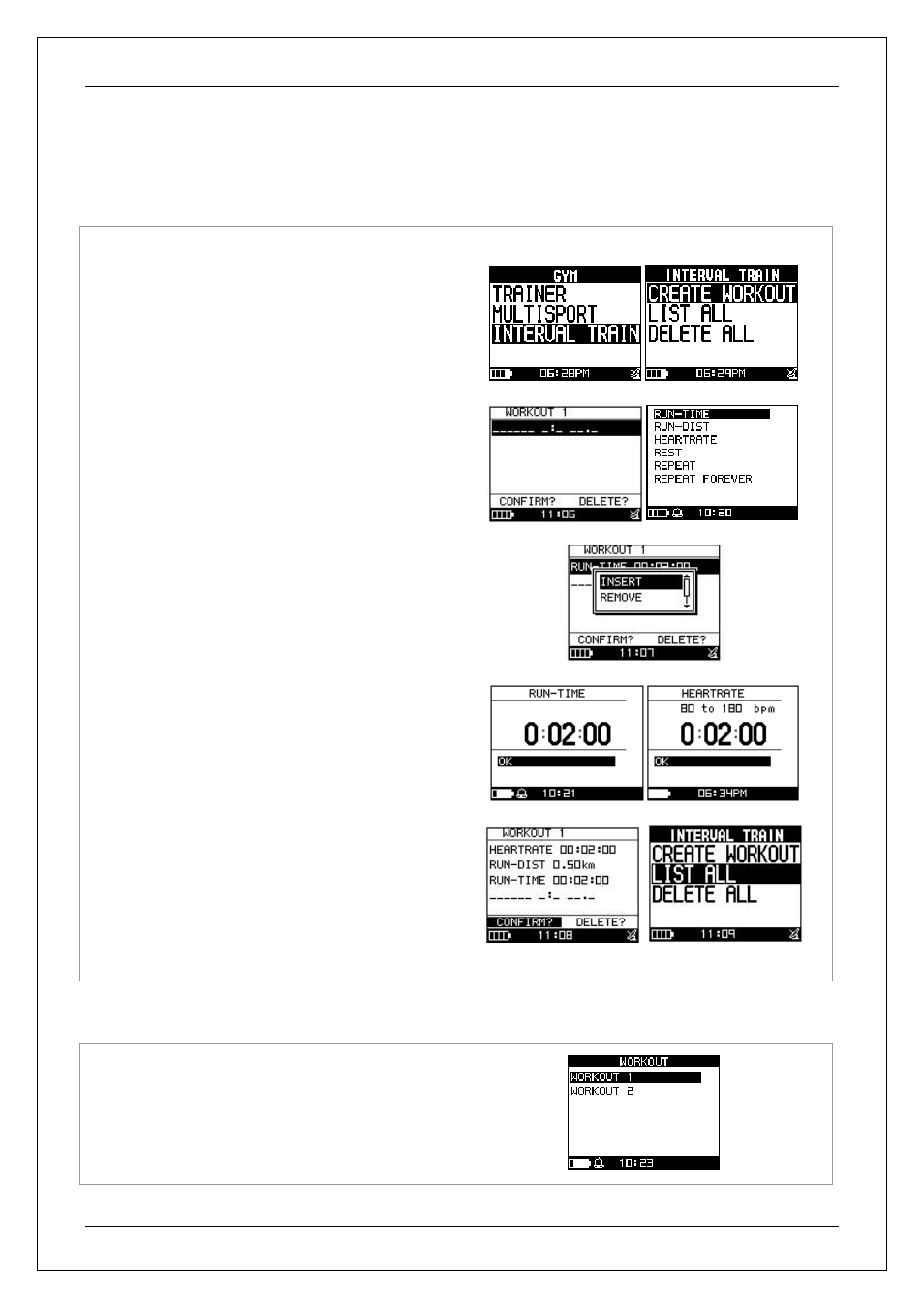 1 create workout, 2 list all, 3 interval train | USGlobalsat GH-625XT User Manual User Manual | Page 32 / 47