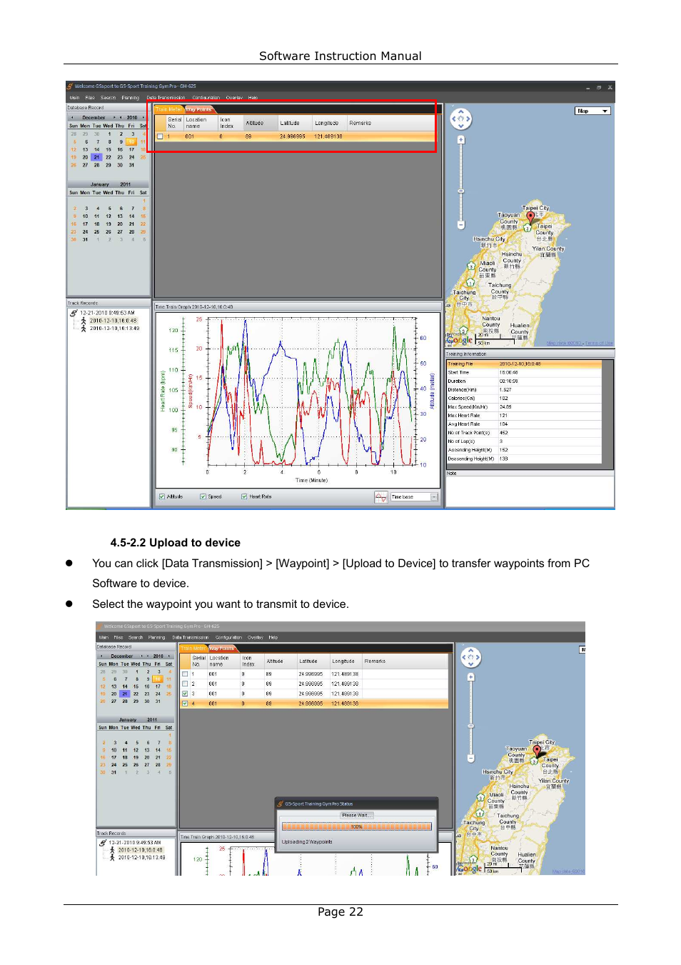 USGlobalsat GB-580_GB-580P Training Gym Pro Instructions Manual User Manual | Page 22 / 30