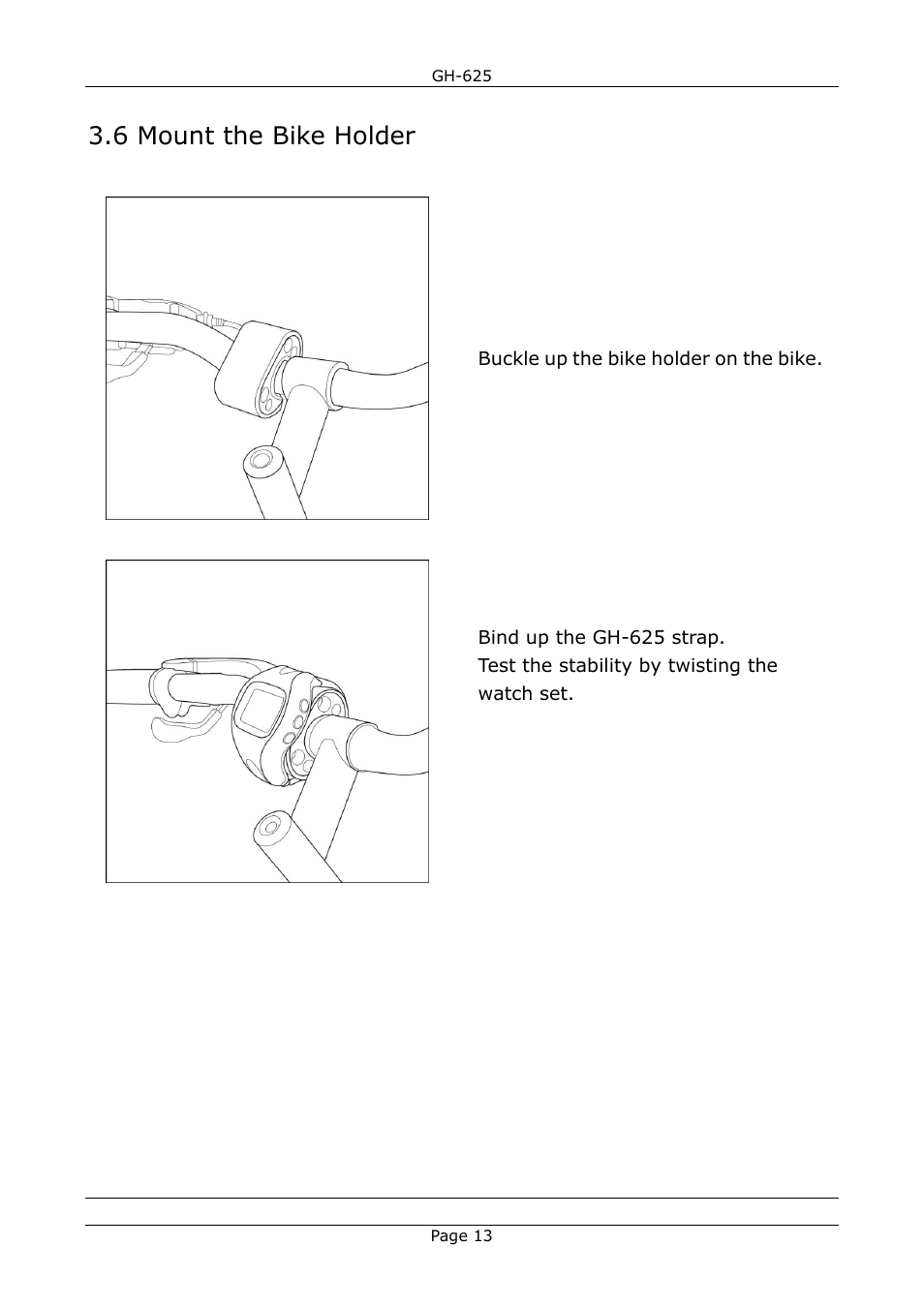 6 mount the bike holder | USGlobalsat GH-625B User Manual User Manual | Page 13 / 66