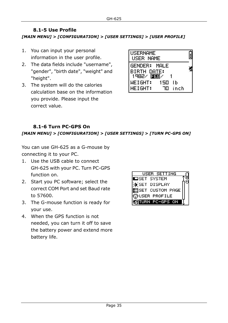 USGlobalsat GH-625B User Manual User Manual | Page 35 / 66