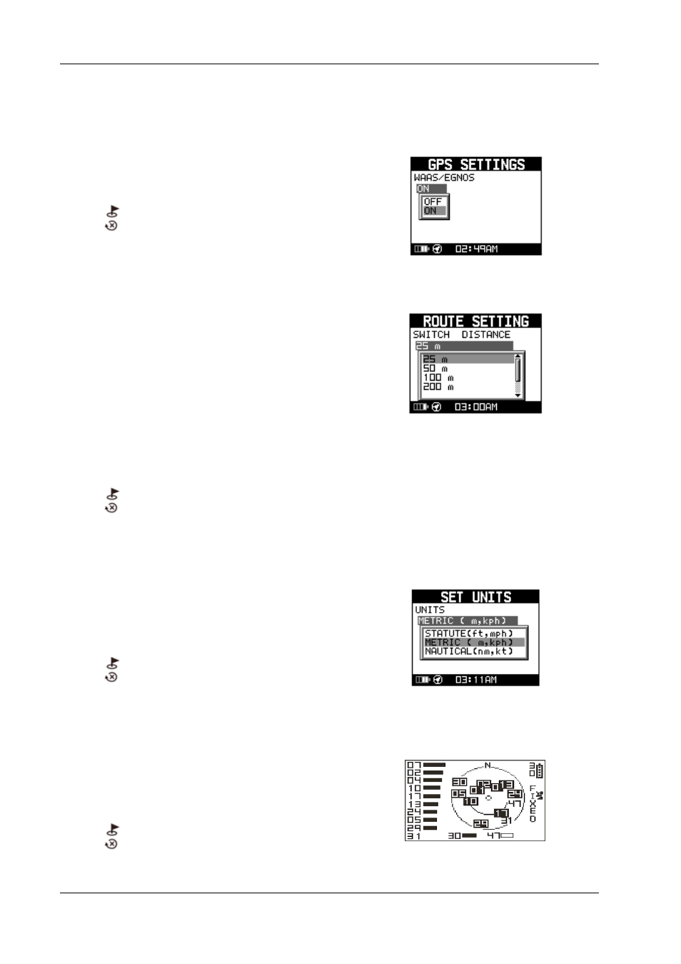 4 gps setting, 5 route setting, 7 set units | 8 gps info | USGlobalsat GH-561 User Manual User Manual | Page 15 / 45