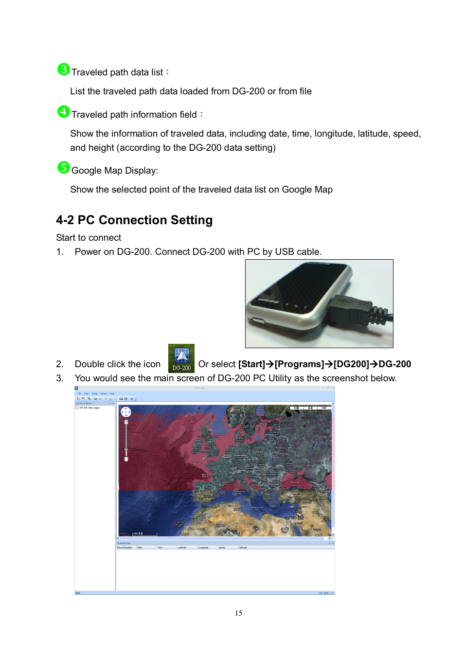 2 pc connection setting | USGlobalsat DG-200 Ver.1.1 User Manual | Page 15 / 25