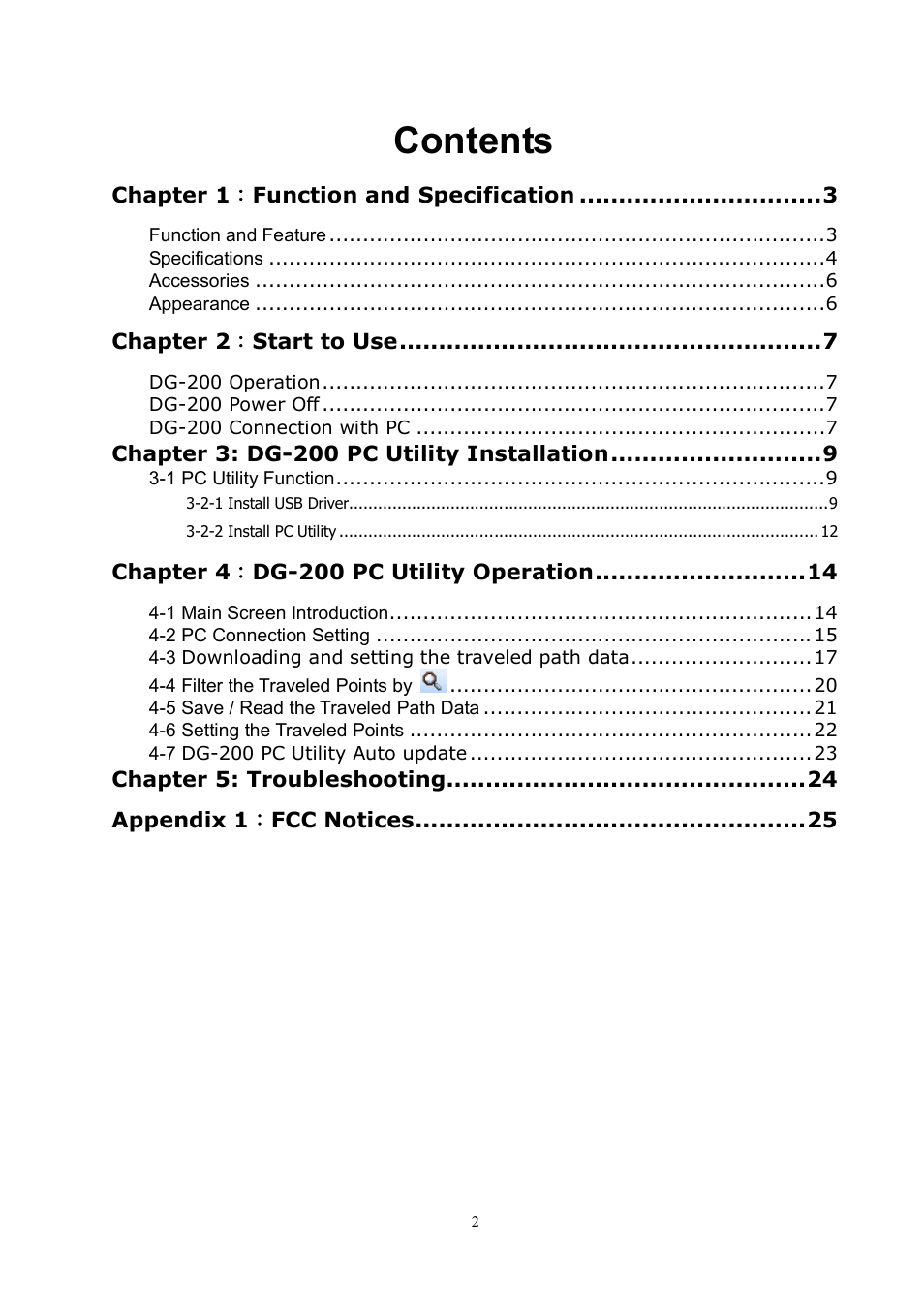 USGlobalsat DG-200 Ver.1.1 User Manual | Page 2 / 25