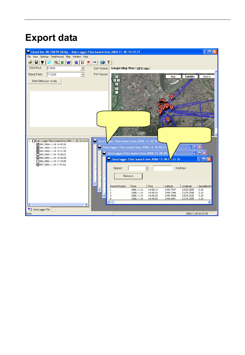 Export data | USGlobalsat DG-100 User Guide User Manual | Page 21 / 25