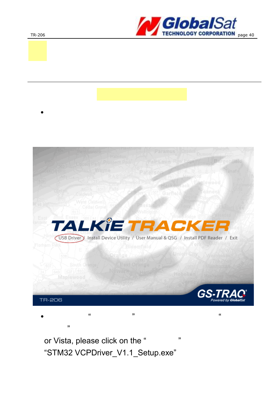 11 installing the usb driver and device utility, Install usb driver | USGlobalsat TR-206 User Guide User Manual | Page 40 / 62