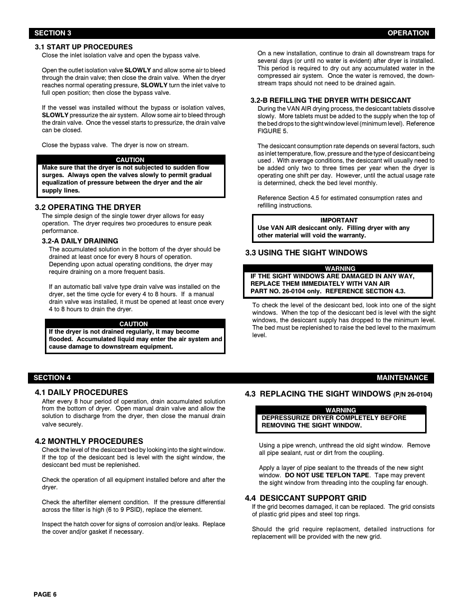 Van Air Systems D42-D84 User Manual | Page 6 / 12