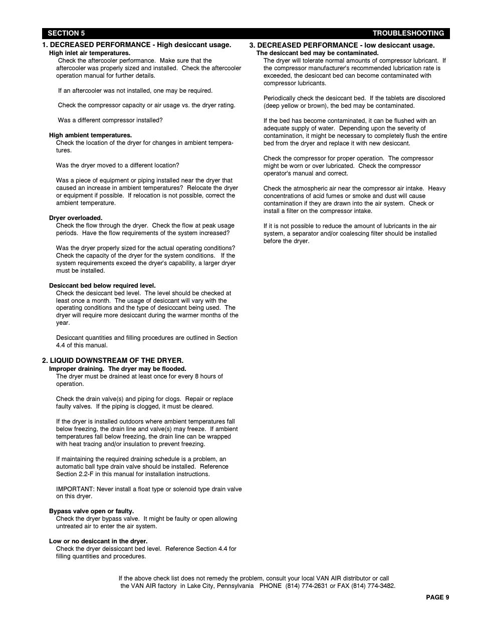 Van Air Systems D42-D84 User Manual | Page 9 / 12