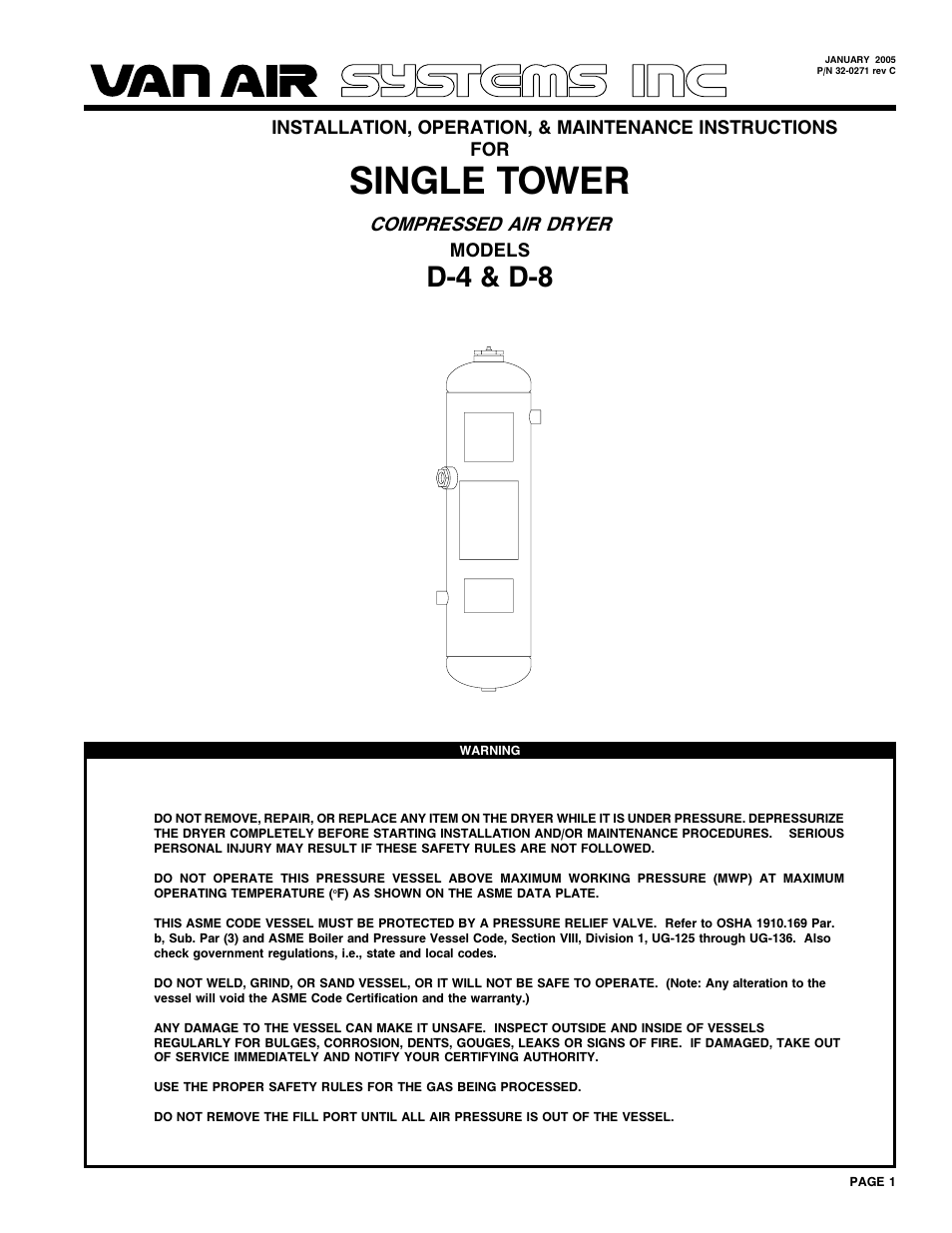 Van Air Systems D8 User Manual | 8 pages