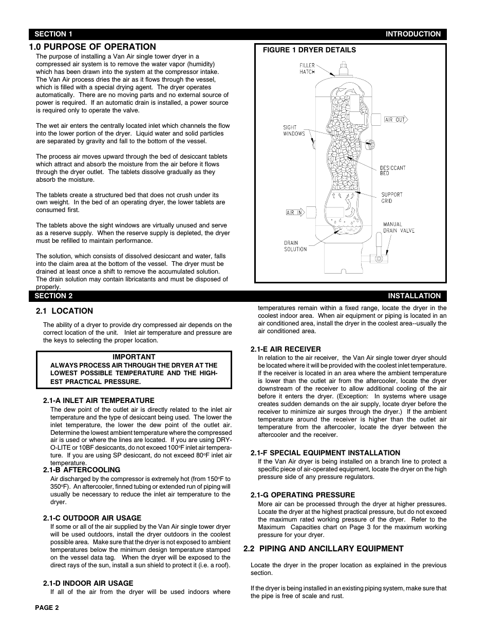 0 purpose of operation | Van Air Systems D12-D36 User Manual | Page 2 / 12