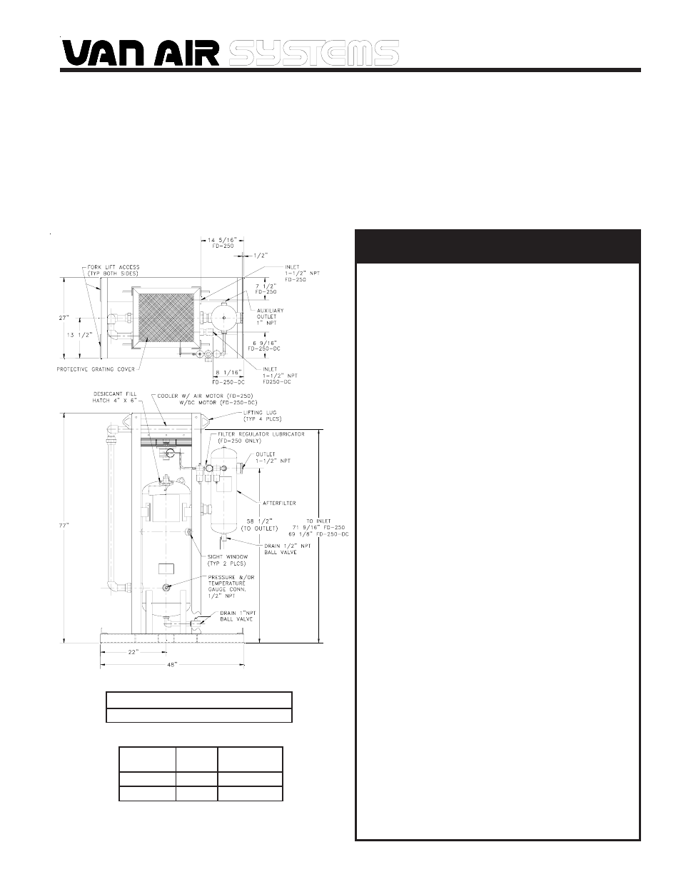 Van Air Systems FD-250 blast-pak User Manual | 4 pages