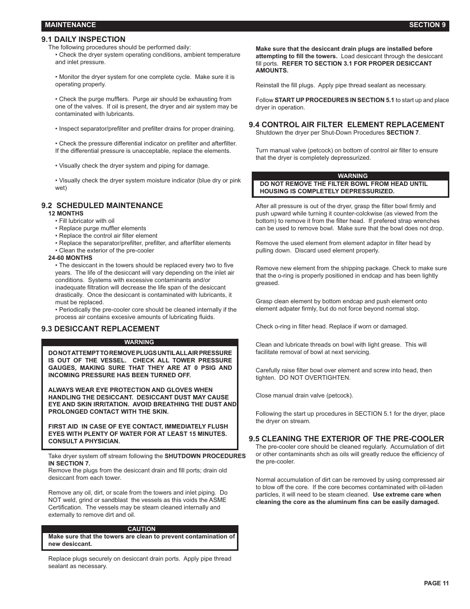 Van Air Systems FR-800 User Manual | Page 11 / 19