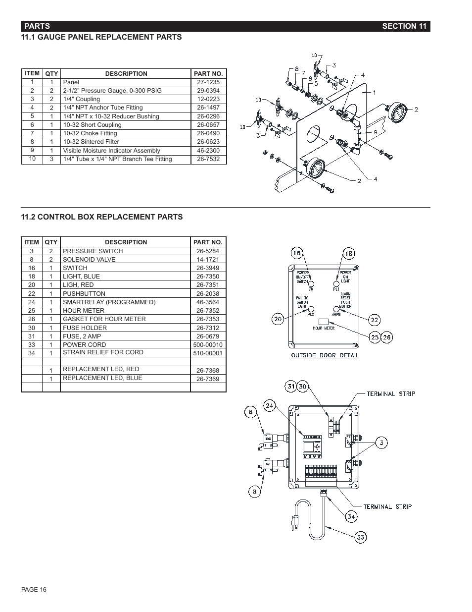 Section 11 - parts | Van Air Systems FR-1600 User Manual | Page 16 / 29