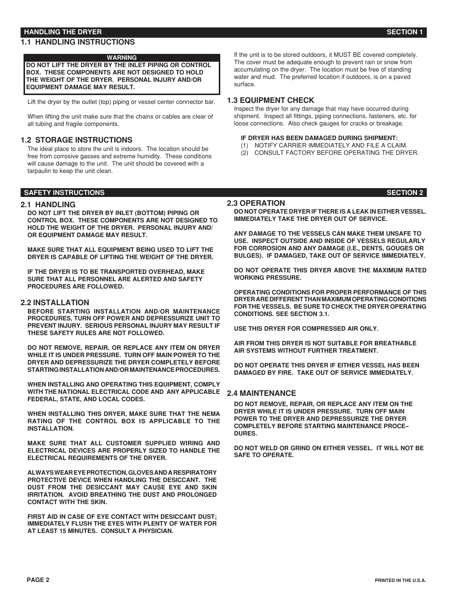 Van Air Systems HLS-50-HLS-150 User Manual | Page 2 / 12