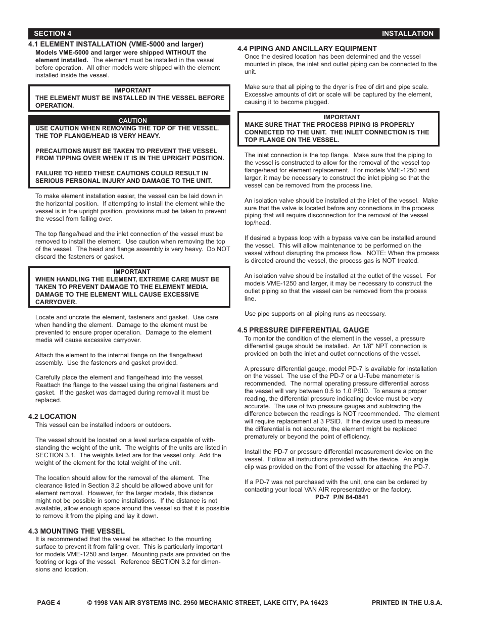 Van Air Systems Mist Eliminator User Manual | Page 4 / 8