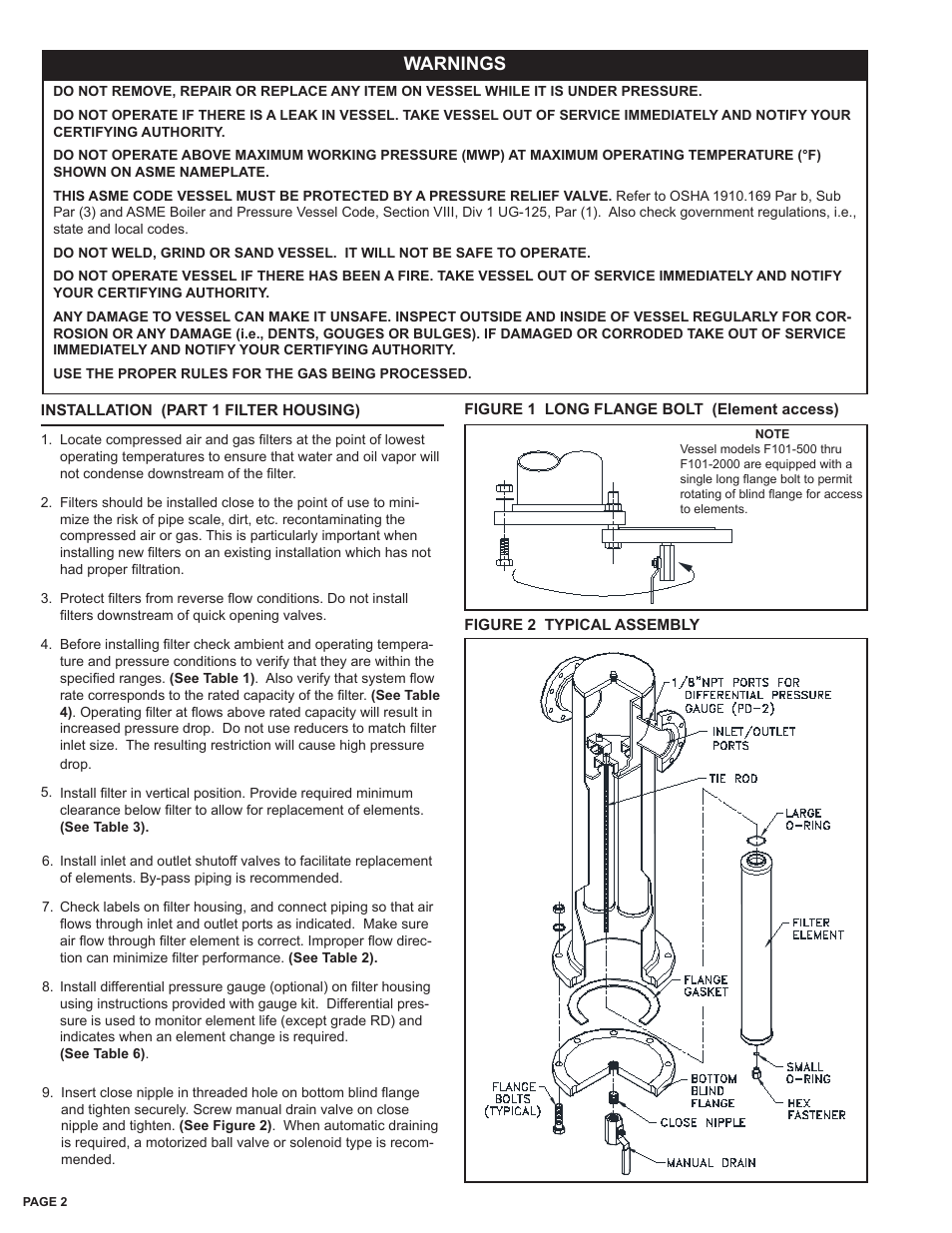 Warnings | Van Air Systems F101 Series User Manual | Page 2 / 4