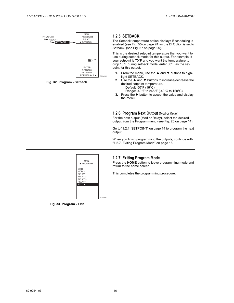Setback, Program next output, Exiting program mode | Van Air Systems FP-3 Kit User Manual | Page 24 / 44