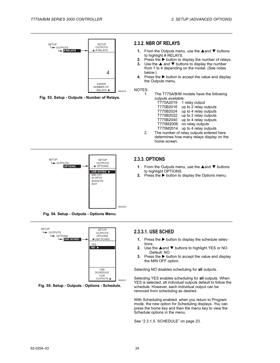 Nbr of relays, Options, Use sched | Van Air Systems FP-3 Kit User Manual | Page 32 / 44