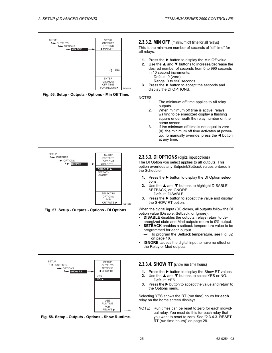 Min off, Di options, Show rt | Van Air Systems FP-3 Kit User Manual | Page 33 / 44