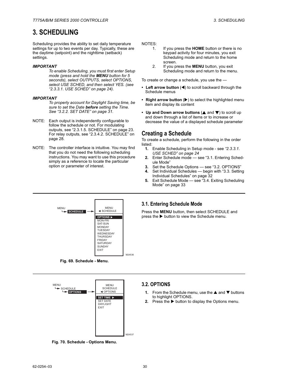 Troubleshooting, Scheduling, Creating a schedule | Entering schedule mode, Options | Van Air Systems FP-3 Kit User Manual | Page 38 / 44