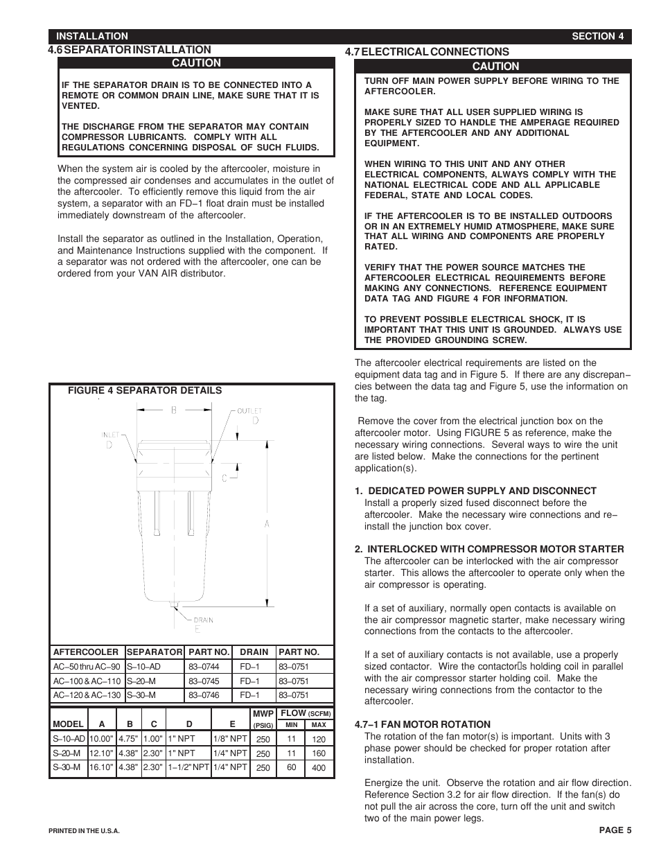Van Air Systems AC 50 to 130 User Manual | Page 5 / 8