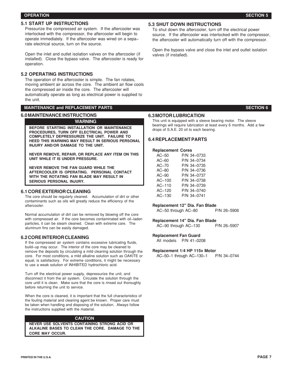 Van Air Systems AC 50 to 130 User Manual | Page 7 / 8