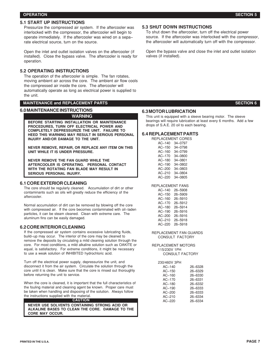 Van Air Systems AC 140 to 220 User Manual | Page 7 / 8
