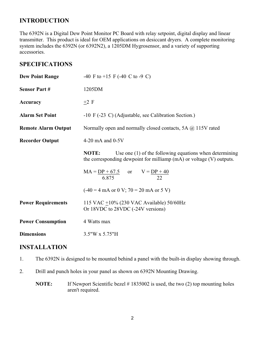 Van Air Systems Dew Point Meter 46-2529 2-02 User Manual | Page 4 / 9