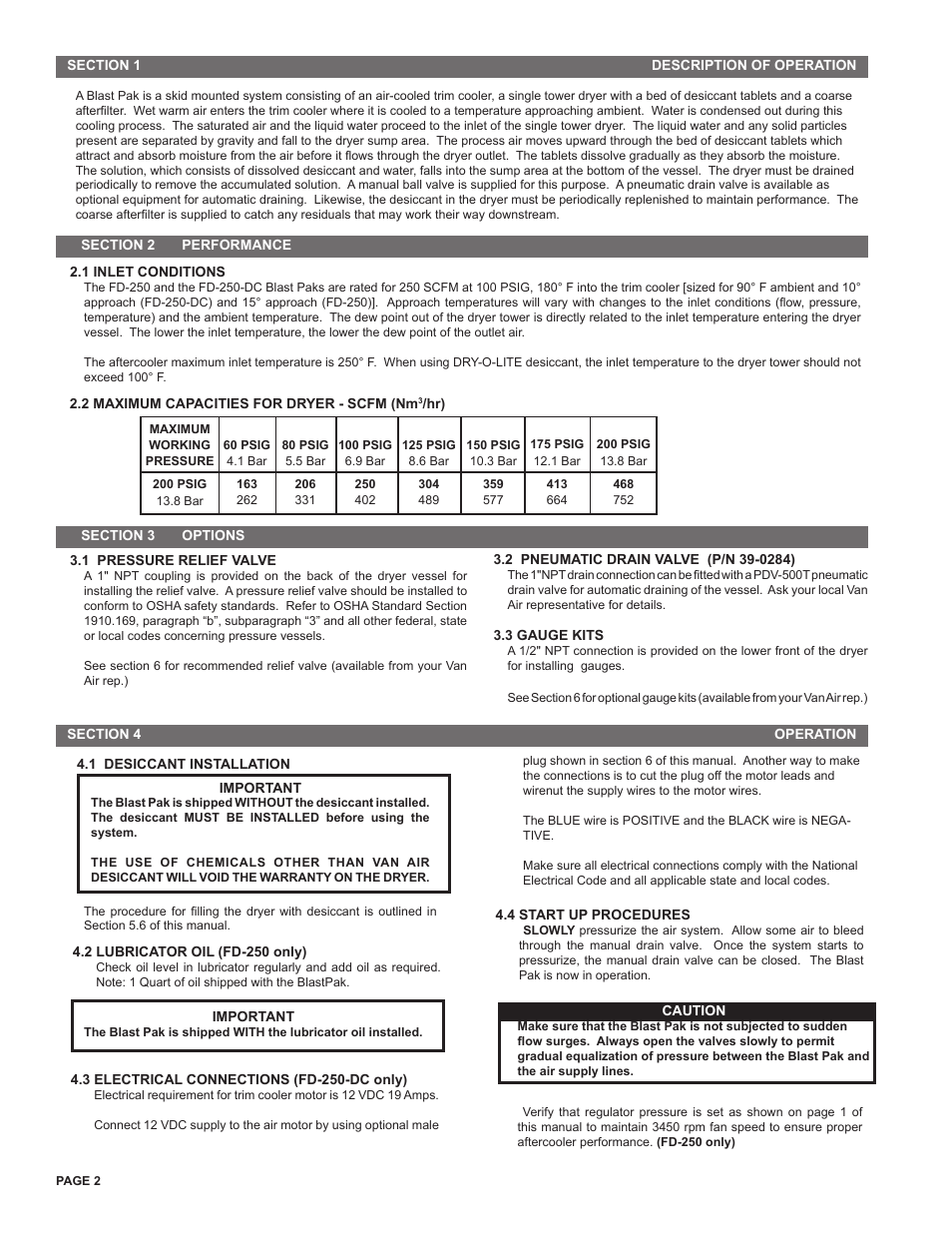 Van Air Systems FD-250 User Manual | Page 2 / 4