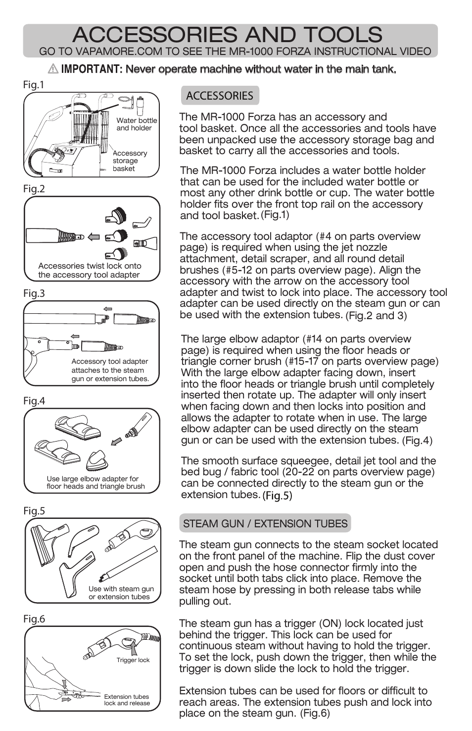 Accessories and tools | Vapamore MR-1000 Forza User Manual | Page 5 / 14