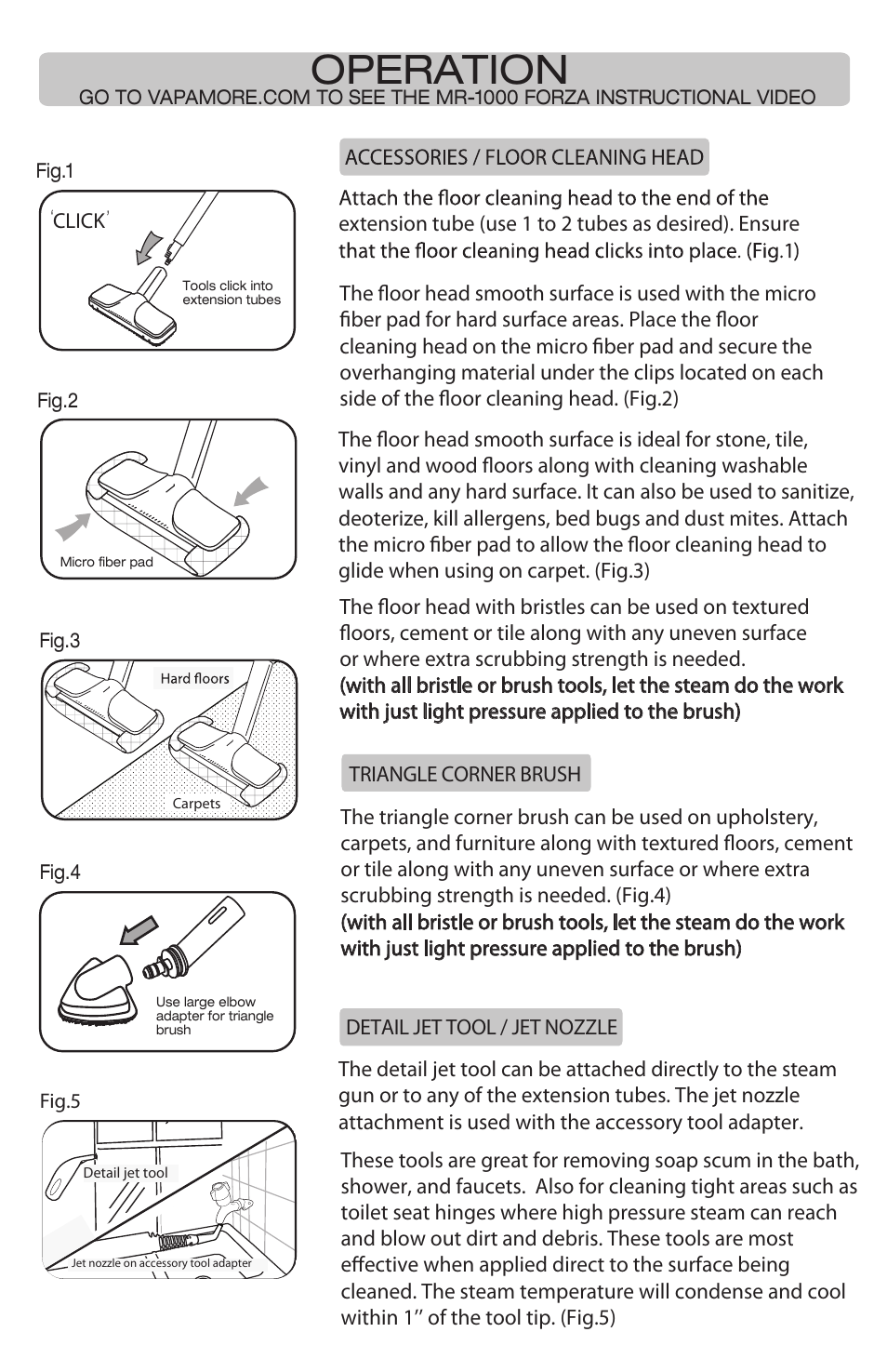 Operation | Vapamore MR-1000 Forza User Manual | Page 7 / 14