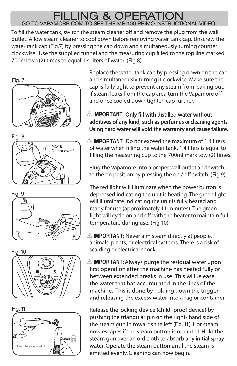 Filling & operation | Vapamore MR-100 Primo User Manual | Page 5 / 14