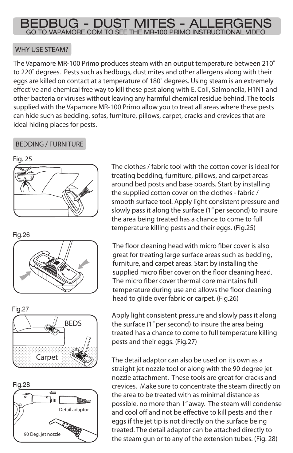 Bedbug - dust mites - allergens | Vapamore MR-100 Primo User Manual | Page 9 / 14