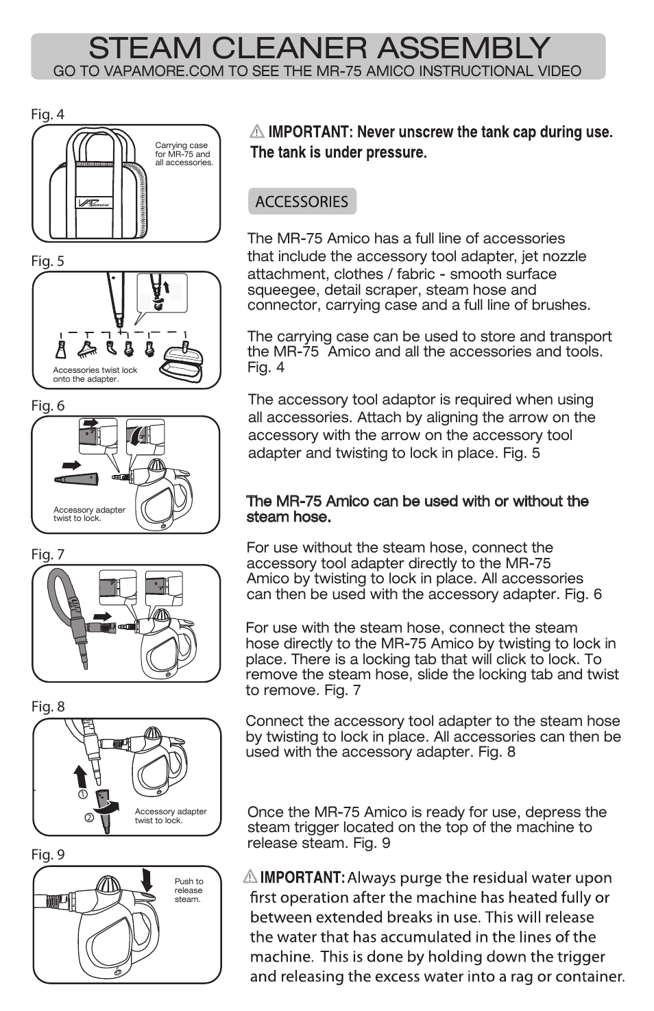 Steam cleaner assembly | Vapamore MR-75 Amico User Manual | Page 6 / 12