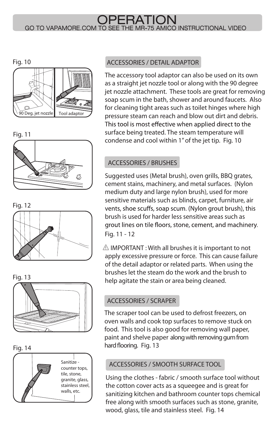 Operation | Vapamore MR-75 Amico User Manual | Page 7 / 12