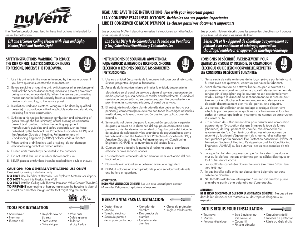 Ventamatic HV User Manual | 4 pages