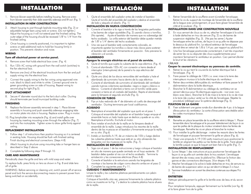 M fan-lights p3, Installation instalación installation | Ventamatic MS Series Fan-Lights User Manual | Page 3 / 4