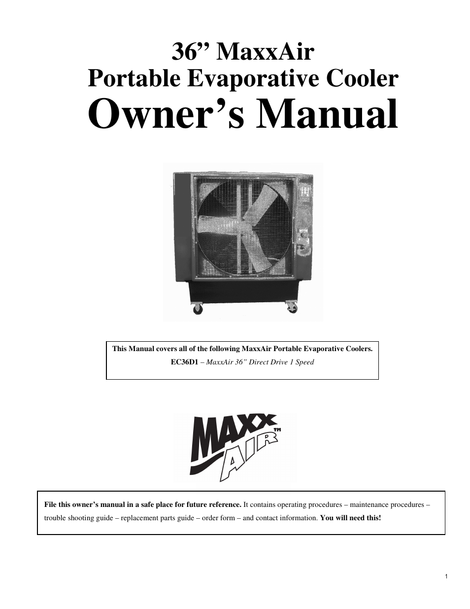 Ventamatic EC36D1 Manual User Manual | 10 pages