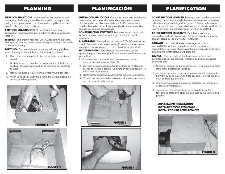 M fans p2, Planning planificación planification | Ventamatic MS Series Exhaust Fans User Manual | Page 2 / 4