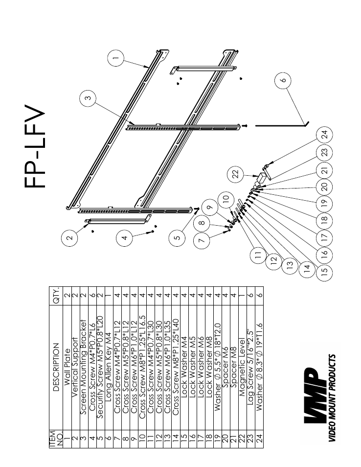 Sheet1, Drawing view1, Fp-lfv | Video Mount Products FP-LFVB User Manual | Page 2 / 3