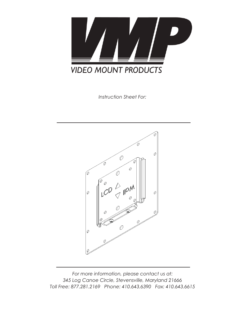 Video Mount Products FP-SFB User Manual | 3 pages