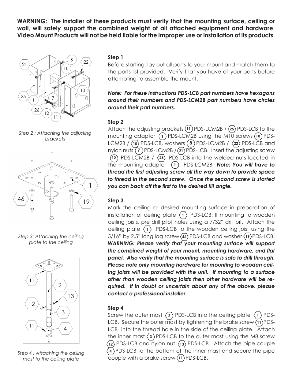 Video Mount Products PDS-LCM2B User Manual | Page 3 / 4