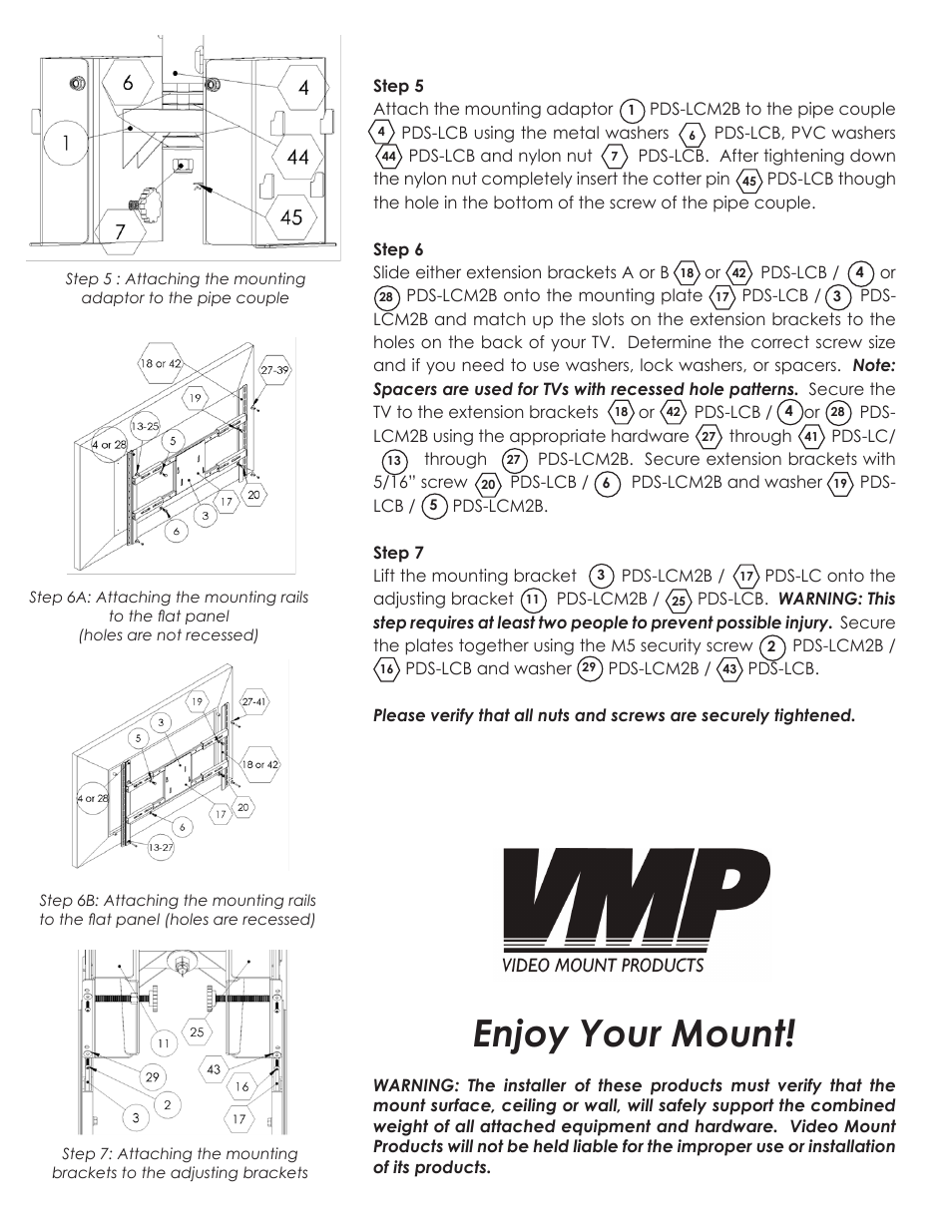 Enjoy your mount | Video Mount Products PDS-LCM2B User Manual | Page 4 / 4