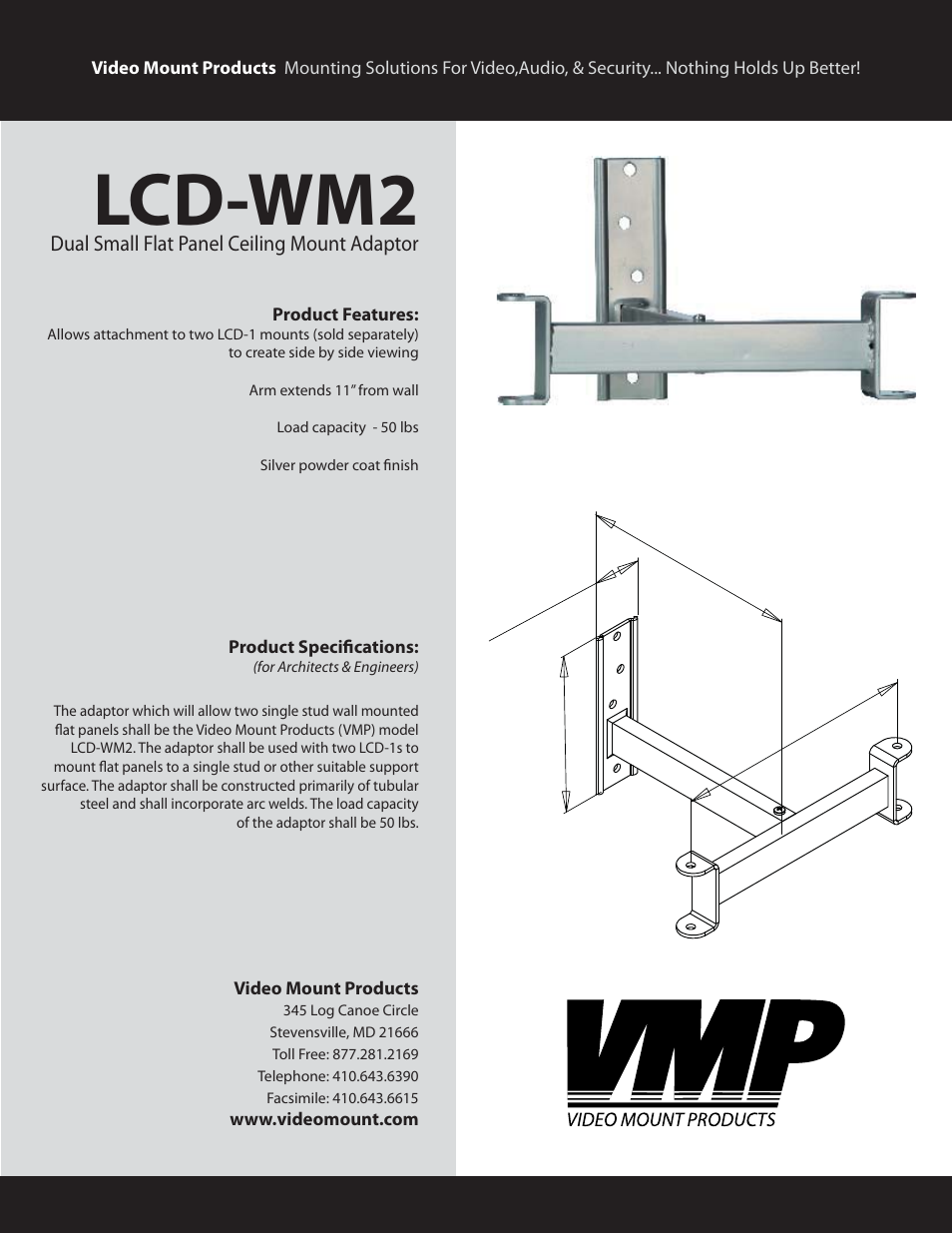 Video Mount Products LCD-WM2 User Manual | 1 page