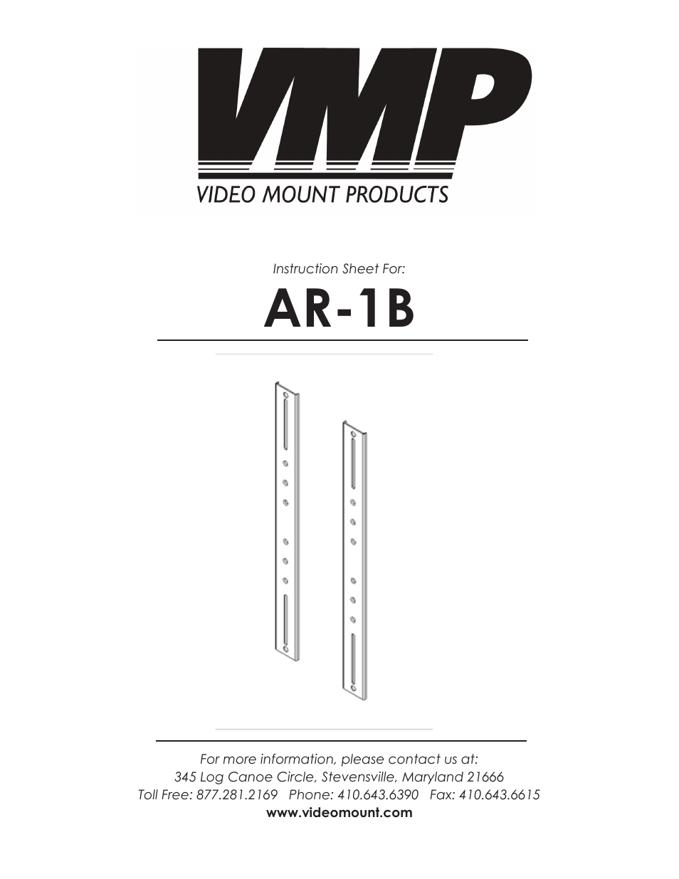 Video Mount Products AR-1B User Manual | 3 pages