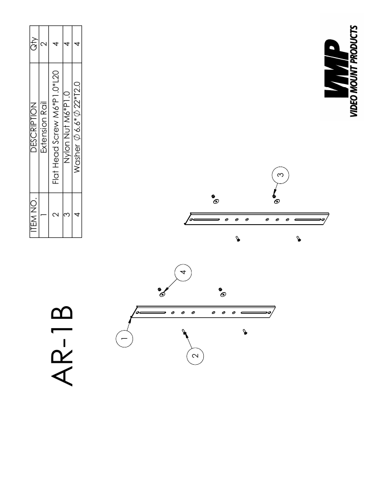 Sheet1, Drawing view1, Ar-1b | Video Mount Products AR-1B User Manual | Page 2 / 3