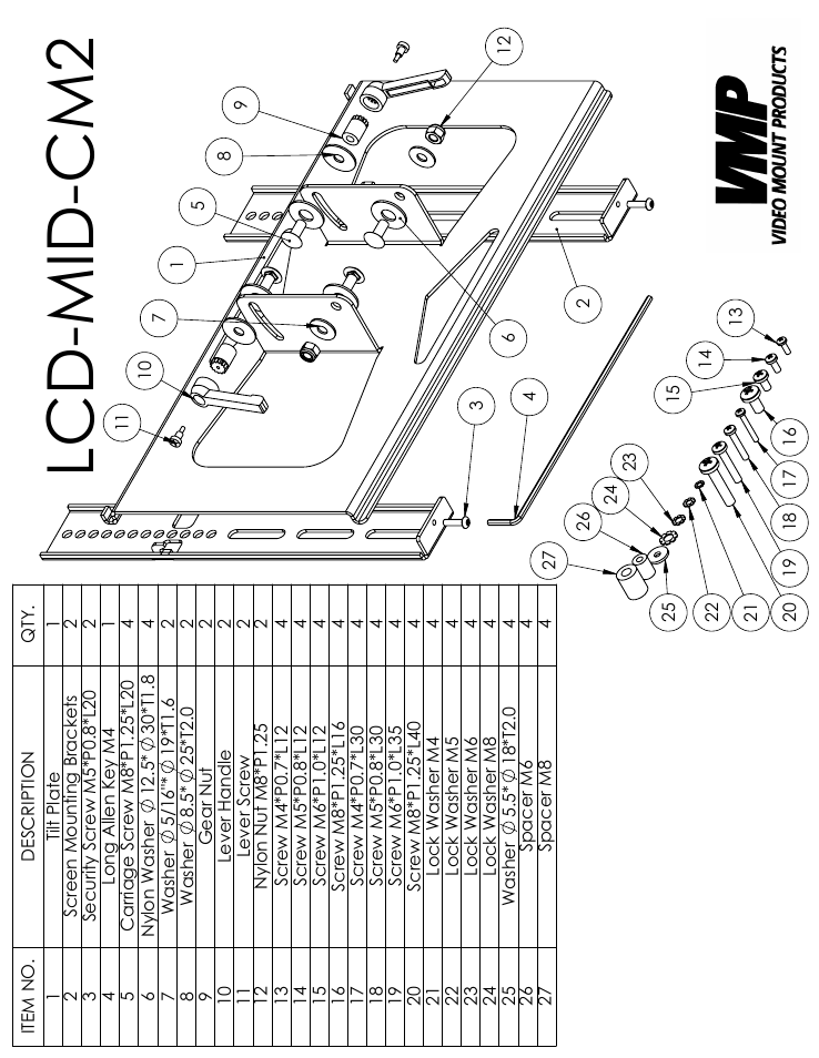 Sheet1, Drawing view1, Lcd-mid-cm2 | Video Mount Products LCD-MID-CM2B User Manual | Page 2 / 3